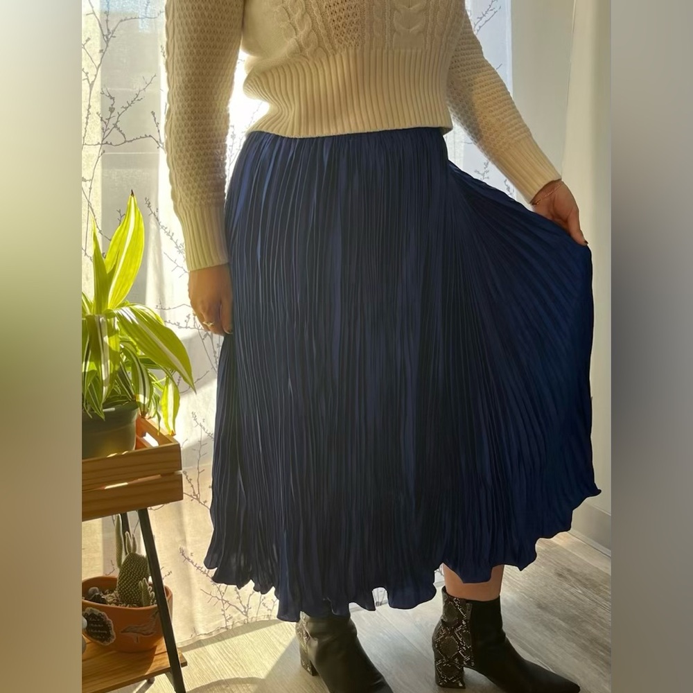 Royal Blue Pleated Skirt